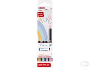 Edding glitter viltstift e-1200, assorti pastel, set van 4 stuks