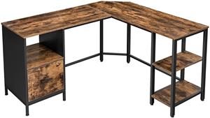 VASAGLE Computertisch Schreibtisch, L-förmiger Bürotisch mit Schrank