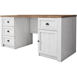 Meubella Bureau Parello - Wit - Eiken - 160 cm