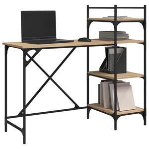 vidaXL Computerbureau met schappen 120x47x109 cm sonoma eikenkleurig