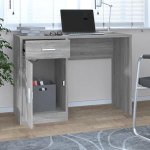 vidaXL Bureau met kast en lade 100x40x73 cm bewerkt hout grijs sonoma