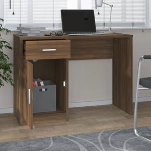 vidaXL Bureau met kast en lade 100x40x73 cm bewerkt hout bruineiken