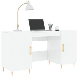 vidaXL Bureau 140x50x75 cm bewerkt hout hoogglans wit