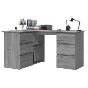 vidaXL Hoekbureau 145x100x76 cm bewerkt hout grijs sonoma eikenkleurig