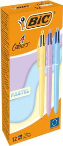 Bic 4 Colours Pastel balpen, medium, doos van 12 stuks