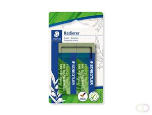 Staedtler gum Eco, olijfgroen, ft 65 x 23 x 13 mm, blister van 2 stuks