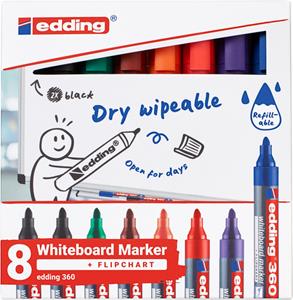Edding 4-360-8-S2999 Whiteboardmarkerset Zwart, Rood, Blauw, Groen, Oranje, Bruin, Violet 8 stuk(s)