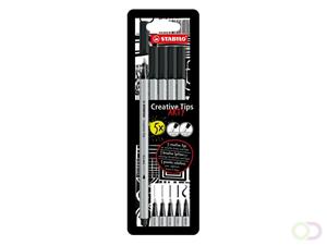 STABILO Creative Tips ARTY, geassorteerde punten, pak van 5 stuks, zwart