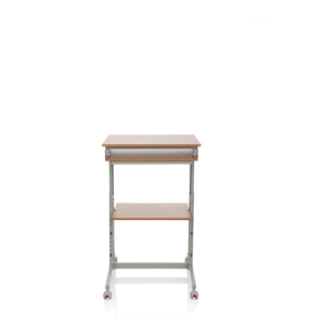 Hjh OFFICE Workstation - Bureaus, bureaublad is van Melamine-gecoate spaanplaat, frame is van poeder gecoat staal, Beuk / Grijs