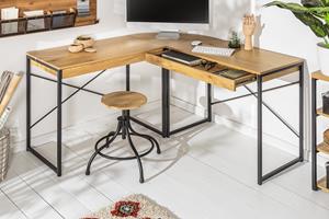 Invicta Interior Industrieel hoekbureau STUDIO 130cm eikenlook met lades - 40625