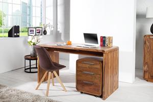 Invicta Interior Massief houten kantoortafel CUBUS 120 cm bureau met natuursteenafwerking sheeshamhout - 43753