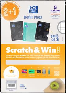 Oxford School cursusblok, ft A4, 100 vel, assorti, gelijnd, 2 + 1 gratis, Scratch & Win