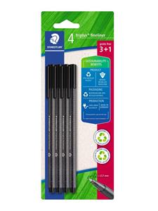 Staedtler triplus 334 R-9BK4 Fineliner Zwart 0.3 mm 4 stuk(s)