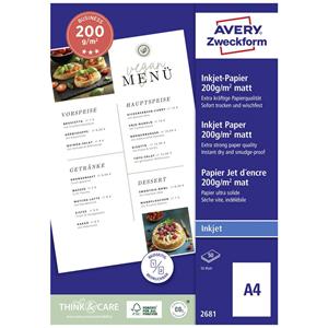 Avery-Zweckform 2681 2681 Inkjet printpapier DIN A4 200 g/m² 50 vellen Dubbelzijdig bedrukbaar