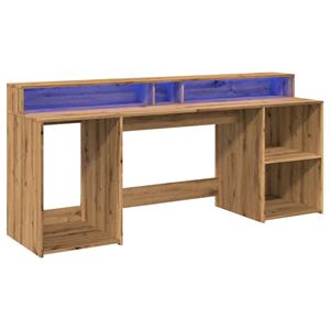 vidaXL Bureau met LED-verlichting 200x55x91 cm hout artisanaal eiken