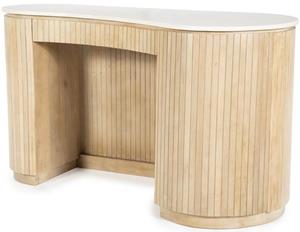 Eleonora Organisch Bureau Kira Mangohout en marmer, 129 x 60cm - Wit