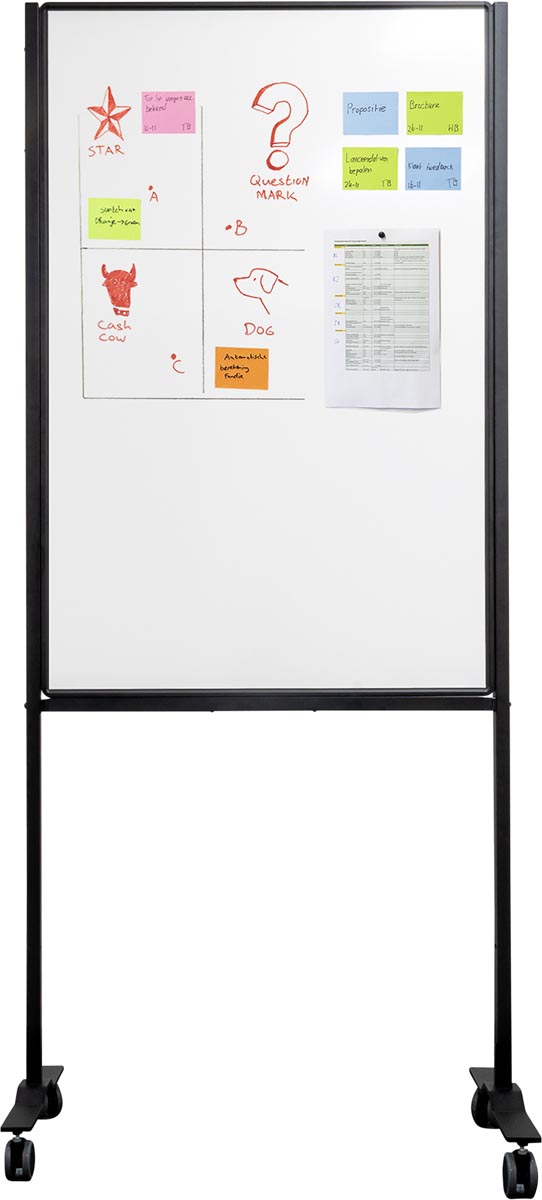 Smit Visual whiteboard, gelakt staal, magnetisch, verrijdbaar, 75 x 120 cm