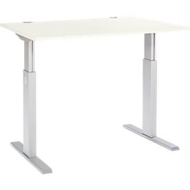 Schäfer Shop Select Bureautafel ERGO-T, T-poot, eentraps elektrische in hoogte verstelbaar, B 1200 x D 800 x H 725 -1185 mm, wit