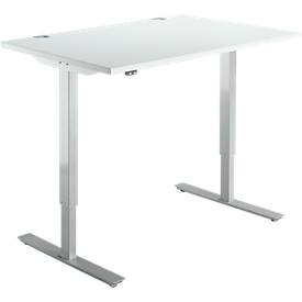Schäfer Shop  Select Bureautafel START UP, eentraps elektr. in hoogte verstelbaar, B 1200 mm, lichtgrijs/blank aluminium