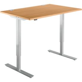 Schäfer Shop  Select Bureautafel START UP, eentraps elektr. in hoogte verstelbaar, B 1200 mm, beuken/blank aluminium