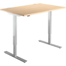 Schäfer Shop  Select Bureautafel START UP, eentraps elektr. in hoogte verstelbaar, B 1200 mm, esdoorn/blank aluminium