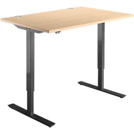 Schäfer Shop  Select Bureautafel START UP, eentraps elektr. in hoogte verstelbaar, B 1200 mm, esdoorn/zwart