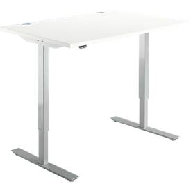Schäfer Shop  Select Bureautafel START UP, eentraps elektr. in hoogte verstelbaar, B 1200 mm, wit/blank aluminium