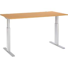 Schäfer Shop Select Bureautafel ERGO-T, T-poot, eentraps elektrische in hoogte verstelbaar, B 1600 x D 800 x H 725 -1185 mm, dekor beuken