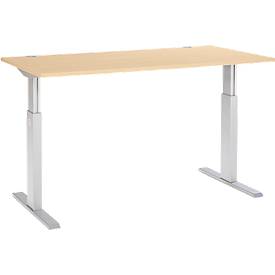 Schäfer Shop Select Bureautafel ERGO-T, T-poot, eentraps elektrische in hoogte verstelbaar, B 1600 x D 800 x H 725 -1185 mm, dekor ahorn