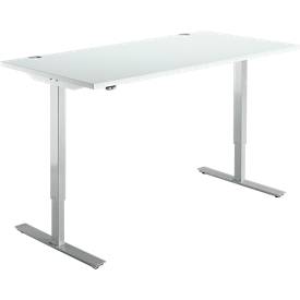 Schäfer Shop  Select Bureautafel START UP, eentraps elektr. in hoogte verstelbaar, B 1600 mm, lichtgrijs/blank aluminium