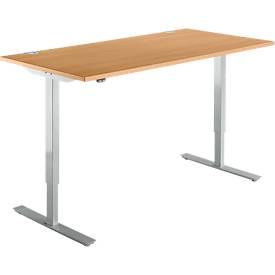 Schäfer Shop  Select Bureautafel START UP, eentraps elektr. in hoogte verstelbaar, B 1600 mm, beuken/blank aluminium