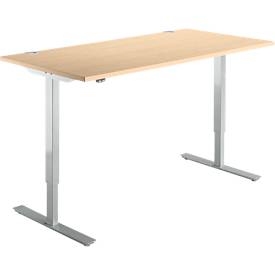 Schäfer Shop  Select Bureautafel START UP, eentraps elektr. in hoogte verstelbaar, B 1600 mm, esdoorn/blank aluminium