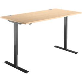 Schäfer Shop  Select Bureautafel START UP, eentraps elektr. in hoogte verstelbaar, B 1600 mm, esdoorn/zwart