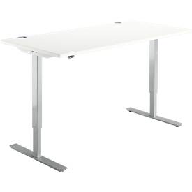 Schäfer Shop  Select Bureautafel START UP, eentraps elektr. in hoogte verstelbaar, B 1600 mm, wit/blank aluminium