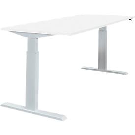 Schäfer Shop  Select NEVADA Bureautafel ,elektrisch in hoogte verstelbaar, breedte 1600 mm, eentraps H 715 - 1185 mm, wit blad en alu onderstel