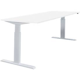 Schäfer Shop  Select NEVADA Bureautafel ,elektrisch in hoogte verstelbaar, breedte 1800 mm, eentraps H 715 - 1185 mm, wit blad en alu onderstel