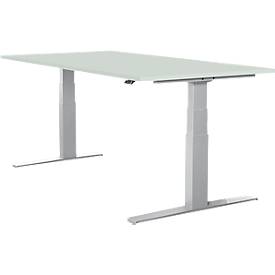 Schäfer Shop Select Bureautafel LOGIN - elektrisch in hoogte verstelbaar -  T-poot onderstel - B 1600 x D 800 x H 645 - 1290 mm -  lichtgrijs - ons merk 