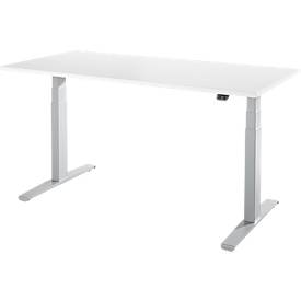Schäfer Shop Select Bureautafel LOGIN - elektrisch in hoogte verstelbaar -  T-poot onderstel - B 1600 x D 800 x H 645 - 1290 mm - wit - ons merk 