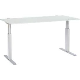 Schäfer Shop Select Bureautafel ERGO-T, T-poot, eentraps elektrische in hoogte verstelbaar, B 1800 x D 800 x H 725 -1185 mm, lichtgrijs
