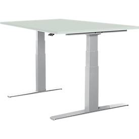 Schäfer Shop Select Bureautafel LOGIN - elektrisch in hoogte verstelbaar -  T-poot onderstel - B 1200 x D 800 x H 645 - 1290 mm -  lichtgrijs - ons merk 