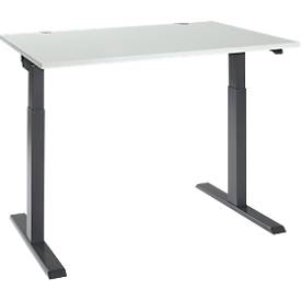 Schäfer Shop Select Bureau ERGO-T 2.0 - elektrisch in hoogte verstelbaar - B 1200 x D 800 x H 715-1205 mm - T-voet antraciet - lichtgrijs - ons merk 