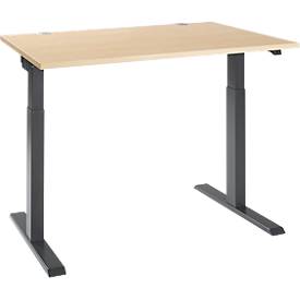 Schäfer Shop Select Bureau ERGO-T 2.0 - elektrisch in hoogte verstelbaar - B 1200 x D 800 x H 715-1205 mm - T-voet antraciet - ahorn decor - ons merk 