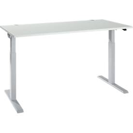 Schäfer Shop Select Bureau ERGO-T 2.0 - elektrisch in hoogte verstelbaar - B 1600 x D 800 x H 715-1205 mm - T-voet blank alu - lichtgrijs - ons merk 