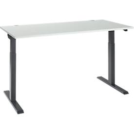 Schäfer Shop Select Bureau ERGO-T 2.0 - elektrisch in hoogte verstelbaar - B 1600 x D 800 x H 715-1205 mm - T-voet antraciet - lichtgrijs - ons merk 