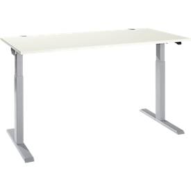 Schäfer Shop Select Bureau ERGO-T 2.0 - elektrisch in hoogte verstelbaar - B 1600 x D 800 x H 715-1205 mm - T-voet blank alu - wit - ons merk 