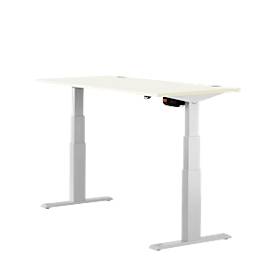 Schäfer Shop Select ERGO-T bureau, elektrisch in hoogte verstelbaar, rechthoekig, T-voet, B 1200 x D 800 x H 640-1300 mm, wit/blank aluminium
