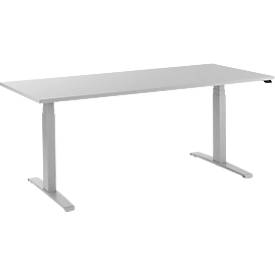 Schäfer Shop Select Bureautafel LOGIN - elektrisch in hoogte verstelbaar -  T-poot onderstel - B 1800 x D 800 x H 645 - 1290 mm -  lichtgrijs - ons merk 