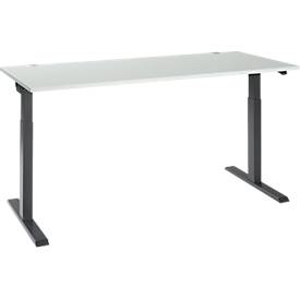 Schäfer Shop Select Bureau ERGO-T 2.0 - elektrisch in hoogte verstelbaar - B 1800 x D 800 x H 715-1205 mm - T-voet antraciet - lichtgrijs - ons merk 