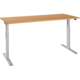Schäfer Shop Select Bureau ERGO-T 2.0 - elektrisch in hoogte verstelbaar - B 1800 x D 800 x H 715-1205 mm - T-voet blank alu - beuken decor - ons merk 