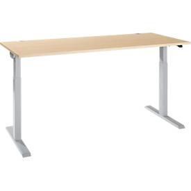 Schäfer Shop Select Bureau ERGO-T 2.0 - elektrisch in hoogte verstelbaar - B 1800 x D 800 x H 715-1205 mm - T-voet blank alu - ahorn decor - ons merk 